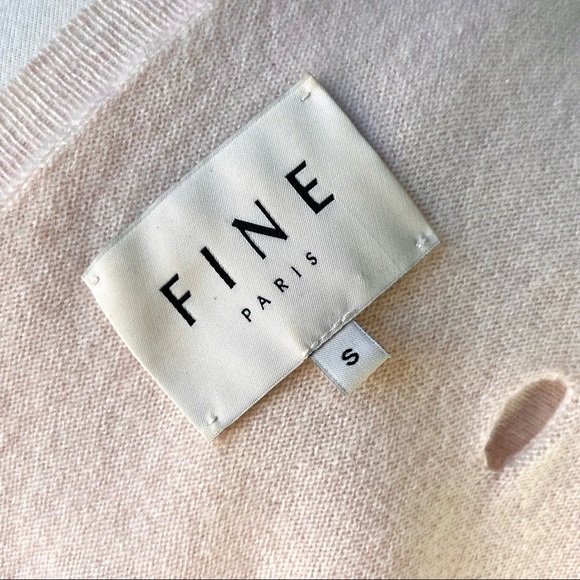 Distressed 100% Cashmere Sweater Lightweight by Fine Paris Light Pink Pure Small - Picture 8 of 9